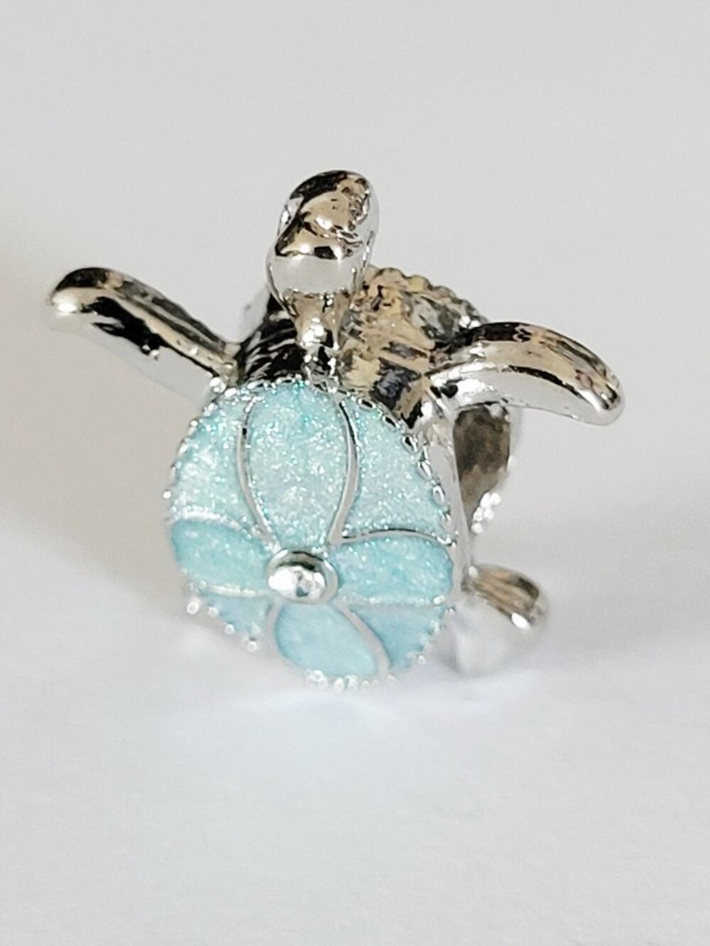 NWT For Pandora Charm Bracelet Gorgeous Pearl Aqua Blue And Silver Turtle Slider - Picture 3 of 5